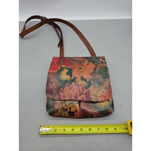 Patricia Nash Italian Leather Crossbody Purse Bag Flowers Adjustable Strap Soft
